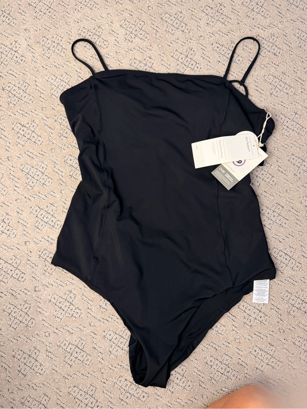 Vuori Black One-Piece Swimsuit with Thin Straps